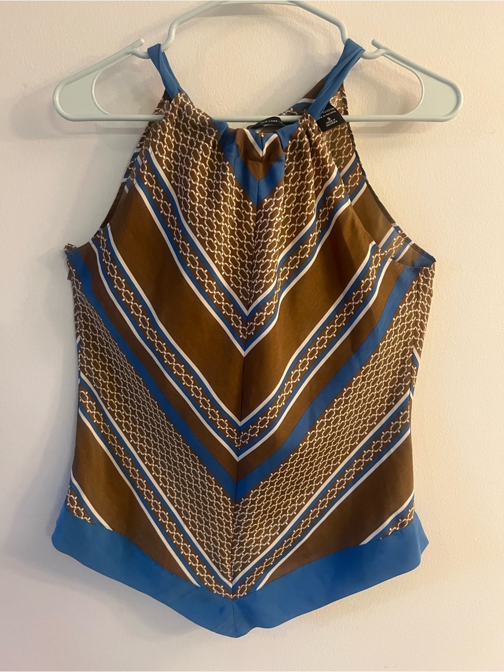 New York & Company Halter Top - Blue & Brown
